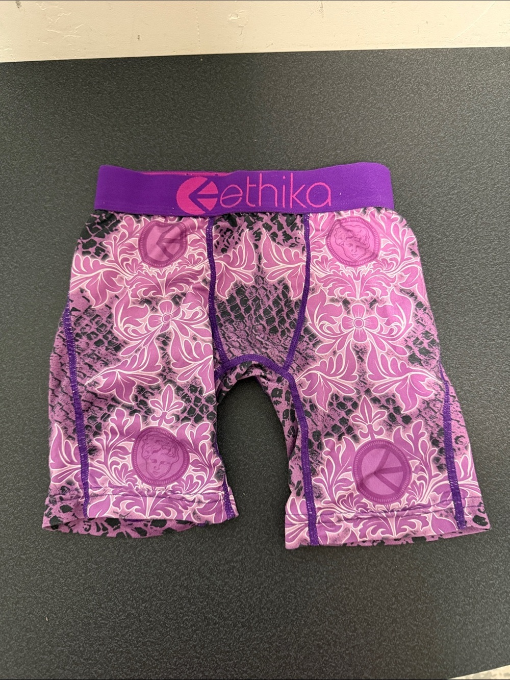 ethika Kids Purple Floral & Emblem Boxer Briefs